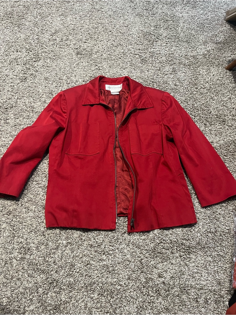 Jones New York Red Zip-Front Women's Blazer Jacket